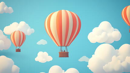 Obraz premium Hot air balloon in the sky. Floating Hot Airships. Illustration