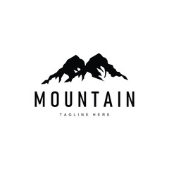 Obraz premium Mountain Logo, Mountain Adventure with Silhouette Model in Simple Modern Style Vector Design for Company and Product Brand