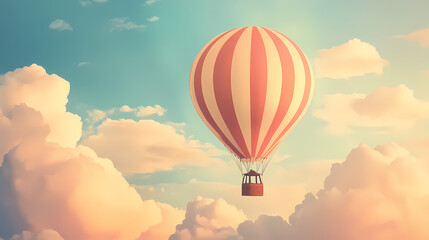Fototapeta premium A hot air balloon floating gently through the air. Floating Hot Airships. Illustration