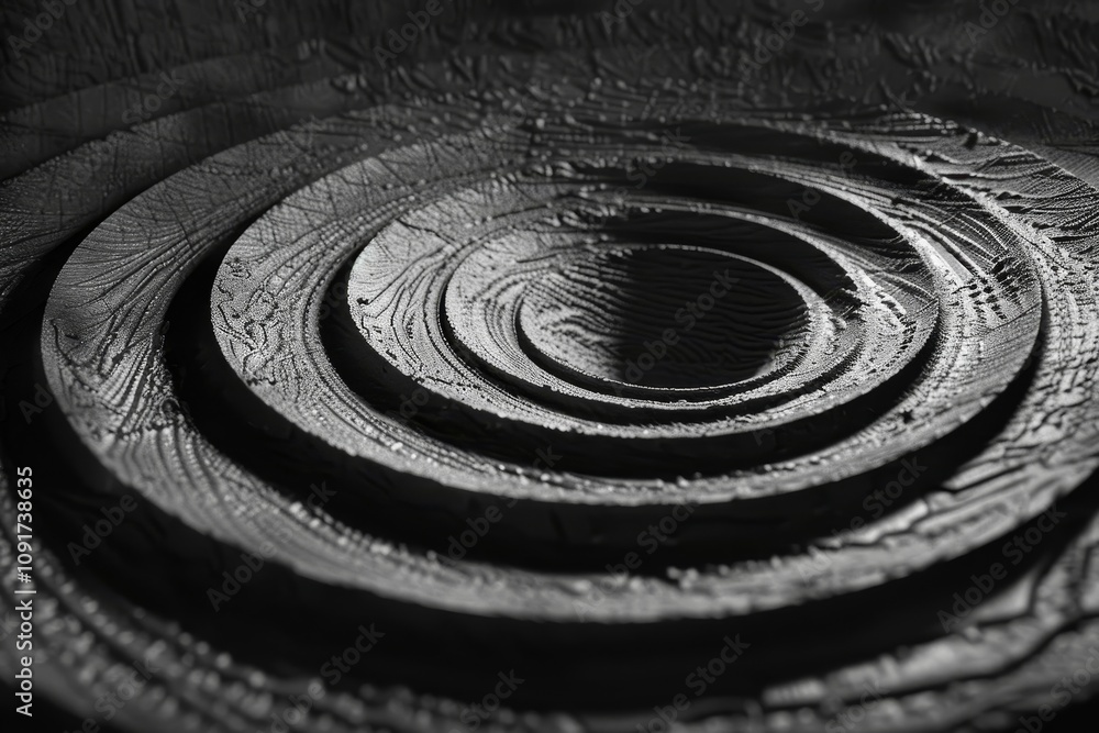 Poster intricate concentric circles sit on a textured surface, creating a visually striking pattern that hi