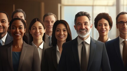 Fototapeta premium Inclusion, diversity and portrait of business people in office for teamwork, support and happy. Smile, collaboration and inclusive with group of employees for mission, commitment and mindset