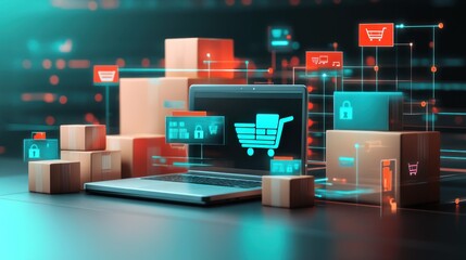 Online Shopping Secure E Commerce Laptop Packages Delivery