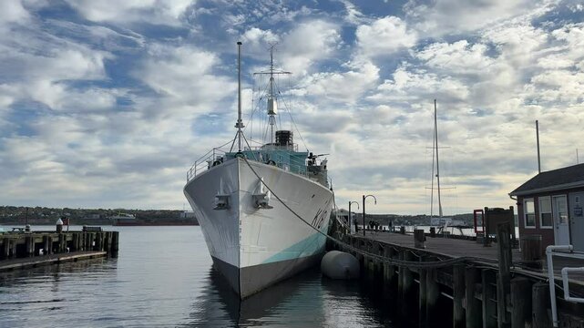 HMCS Sackville. An old naval ship in port. Maritime Museum in Halifax, Nova Scotia, Canada.