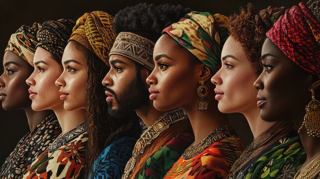 Multi cultural immigration and multiculturalism as a celebration of diverse cultures and diversity or African black pride as a multicultural social unity with people of different races united. isola
