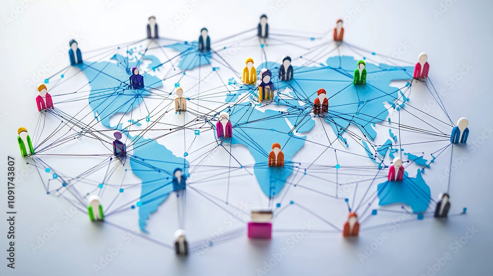 Aufkleber business online communication and abstract social network connection concept. global network connect