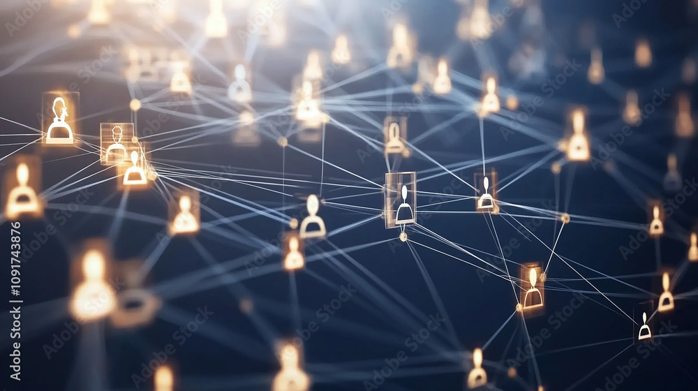 Aufkleber business online communication and abstract social network connection concept. global network connect