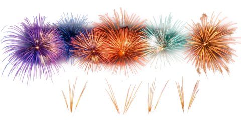 Fireworks isolated on a transparent background, PNG file