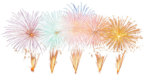 Fireworks isolated on a transparent background, PNG file