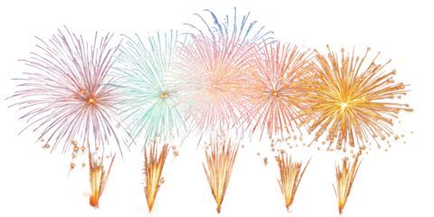Fireworks isolated on a transparent background, PNG file