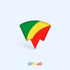 Congo Flag Map Pointer Design with Shadow.