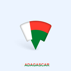 Madagascar Flag Map Pointer Design with Shadow.