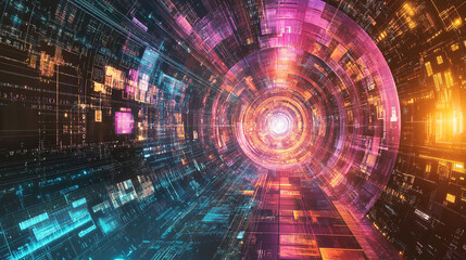Obraz premium Illustration of a machine learning process featuring artificial intelligence, deep data mining, and machine learning as components of modern computer technology concepts, portrayed in a 3D rendering