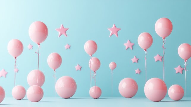 This minimalistic template is perfect for a baby shower - pastelow tapeta with balons.