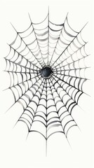 Fototapeta premium Black Watercolor Spider Web Isolated on White Background, Decorative Element for Halloween or Horror Theme Generative AI