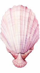 Watercolor Light Pink Seashell Illustration on White Background for Coastal Decor or Summer Design Generative AI