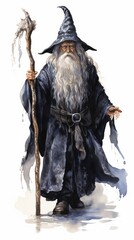 Watercolor Black Wizard School on White Background for Fantasy Education Theme Generative AI