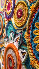 Colorful Yarn Wall Art Display with Intricate Patterns for Creative Home Decor Design