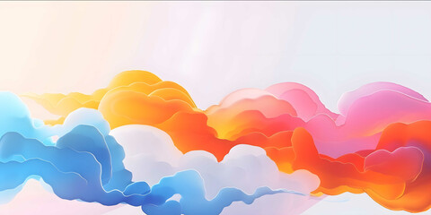 Fashion minimalist illustration logo colorful clouds white pink blue orange white background future