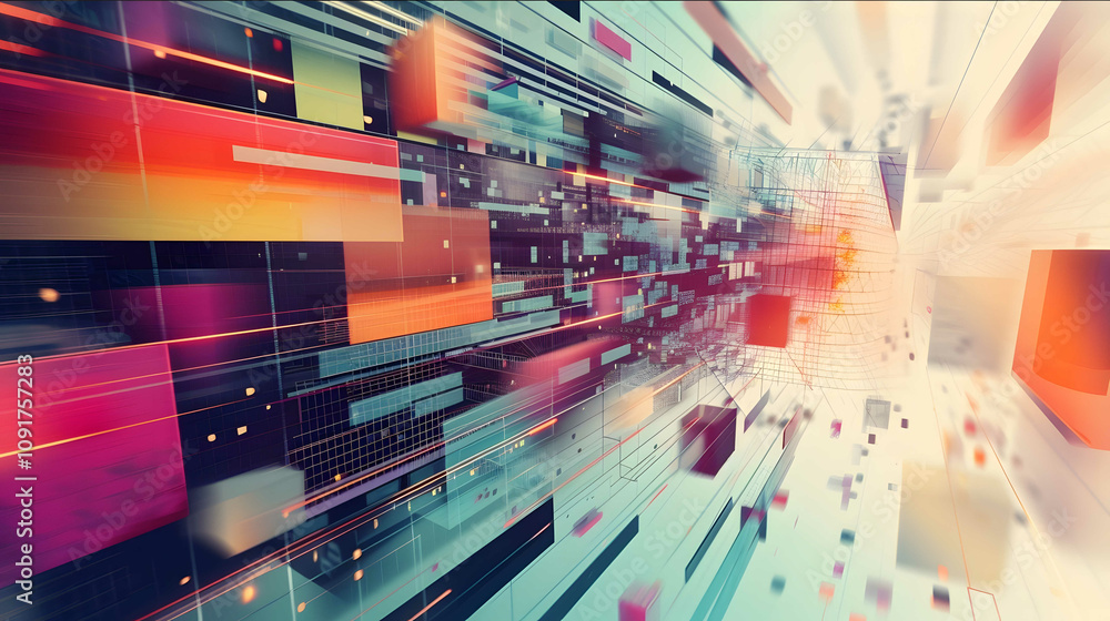 Fototapete a conceptual image capturing the inner workings of a graphic designers mind abstract and realistic w