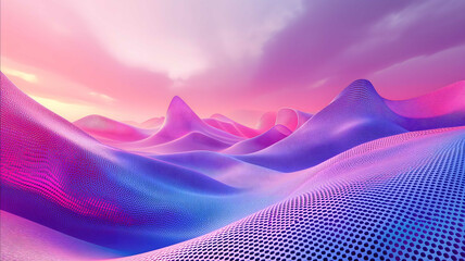 wide angle shot of multiple wave modulation concepts illustrated with 3d models in saturated colors with a flat pastel background psychedelic trippy surre