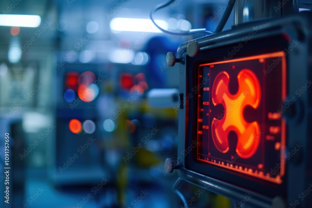 Poster radiation safety monitor display in laboratory setting for real-time exposure tracking