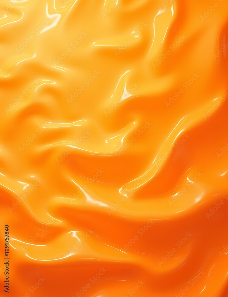 Poster a holographic background in bright orange hues with a trendy abstract plastic texture creates a visu