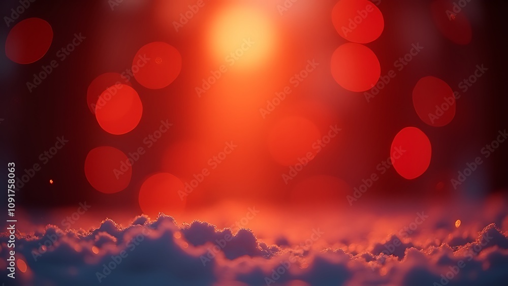 Aufkleber A red and golden bokeh effect features glowing lights against a vibrant winter background generated by artificial intelligence.