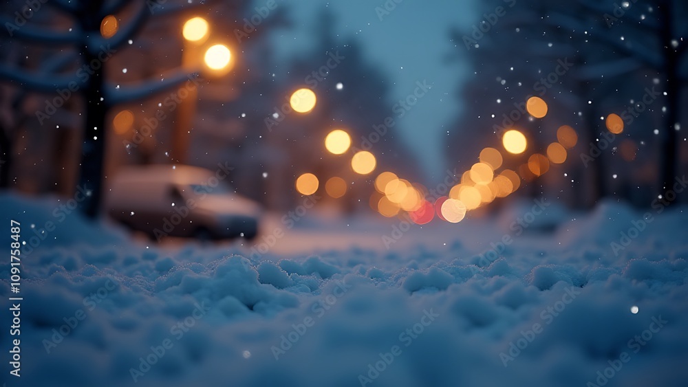 Aufkleber a snowy christmas night scene is generated using artificial intelligence, featuring a background of 