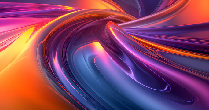 the abstract colored shapes and design of rainbow colored curved lines in the style of hyperrealistic details 32k uhd glossy finish light gold and purple