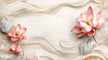 Biay kwiat magnolia, abstract wzor kwiatowy.