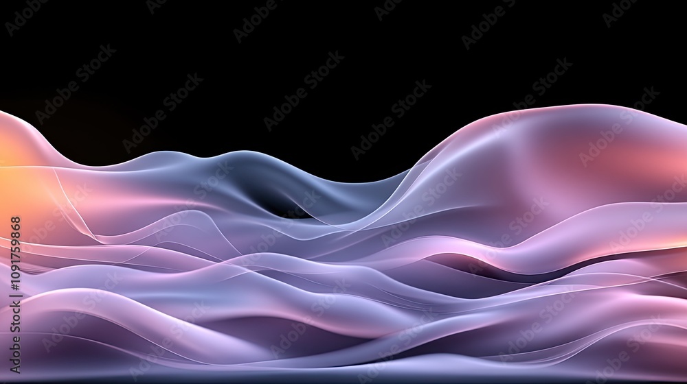 Poster elegant abstract background with soft pink and gray waves, featuring gentle lighting in a modern des