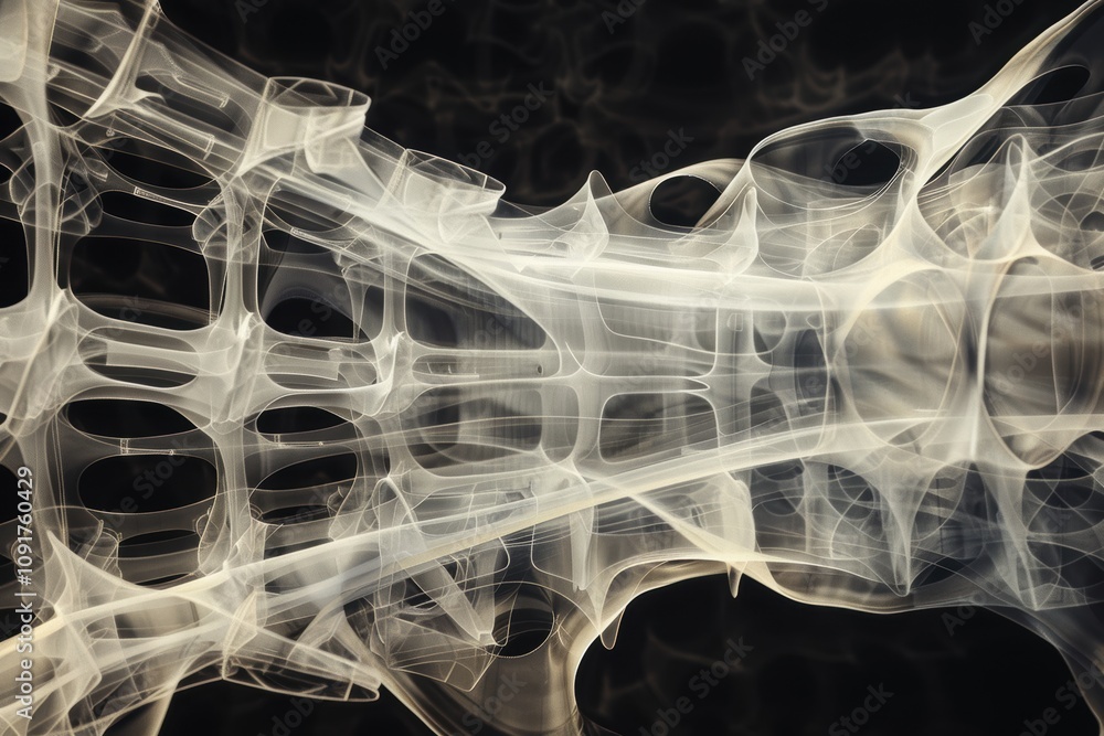 Poster detailed x-ray image of composite structure highlighting layers and materials