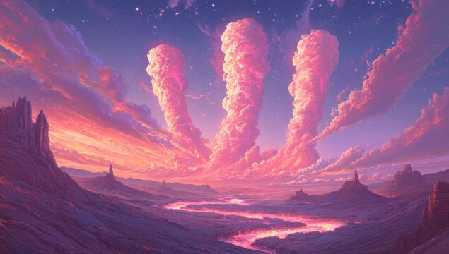 Cyklon, tornado, abstract surrealist krajobraz. Amorphous tones
