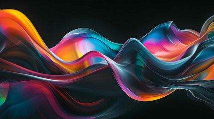 pitch black background with wavy colors that rippled into random shapes
