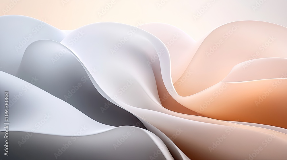 Poster elegant abstract background with soft pink and gray waves, featuring gentle lighting in a modern des