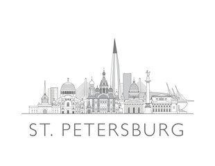 Fototapeta premium Saint Petersburg skyline cityscape vector illustration