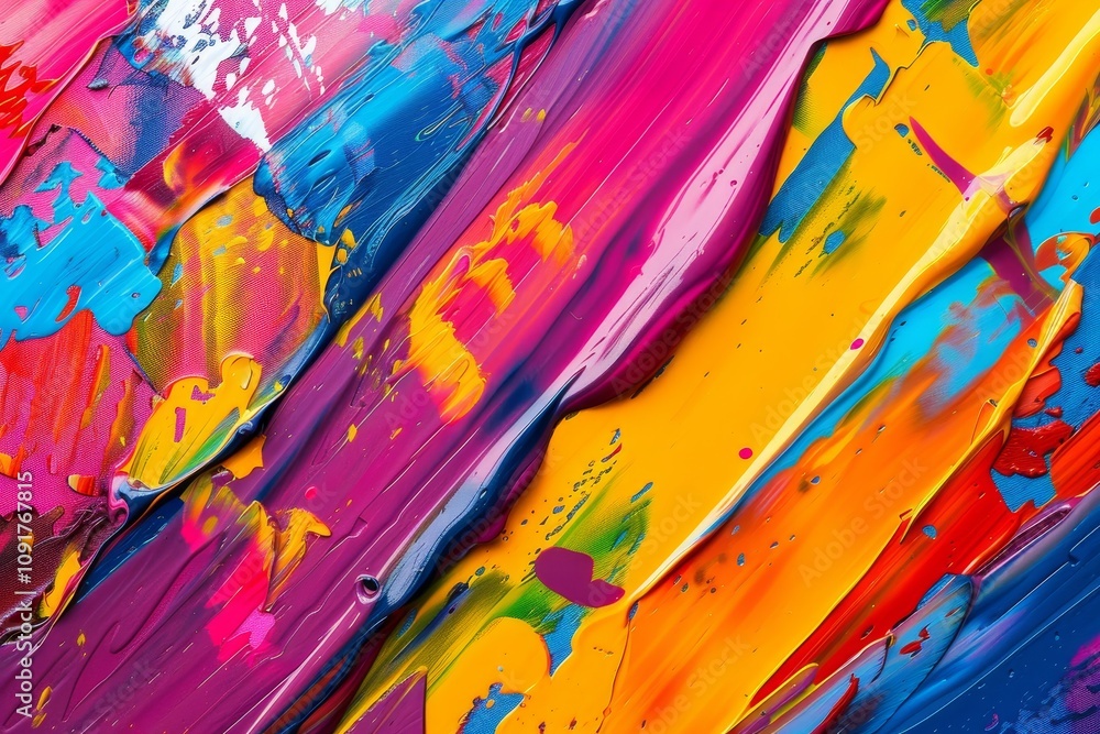 Poster the artwork showcases a brilliant array of colors with bold strokes and splashes, reflecting creativ