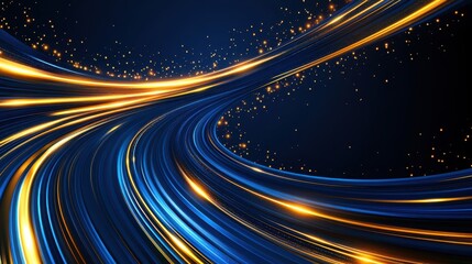 Obraz premium abstract blue and gold light waves on a black background