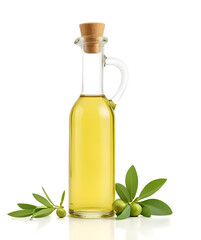 Bottle of olive oil with herbs. isolated background