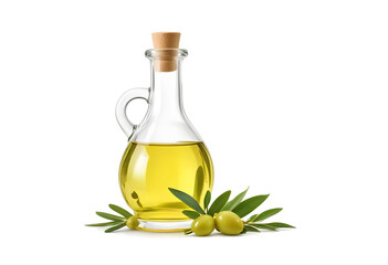 Bottle of olive oil with herbs. isolated background