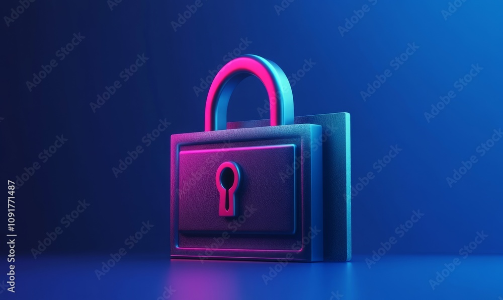 Poster financial security concept. lock icon to protect the security of financial information in the use of