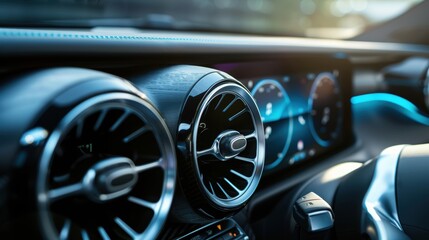 Advanced Car Interior Design with Sleek Dashboard and Integrated Air Conditioning Vents