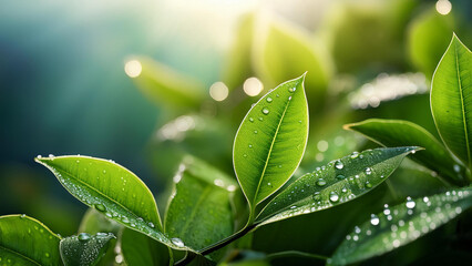 green leaves with drops