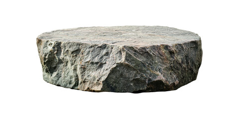 Rough Stone Disc With Uneven Edges Isolated on Transparent Background.