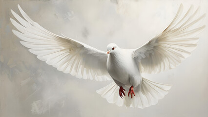 Fototapeta premium White Bird with Wings Spread in Flight.