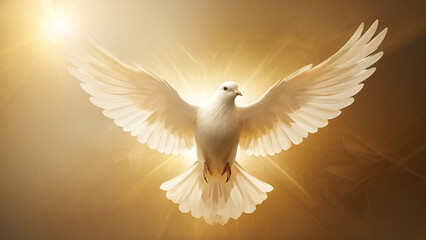 Fototapeta premium White Dove Soaring in the Sky.