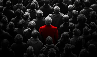 Obraz premium Innovative Leadership, Conceptual Image of a Standout Figure in a Crowd