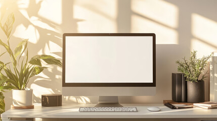 Сomputer desktop with keyboard, diary and other accessories on table. .