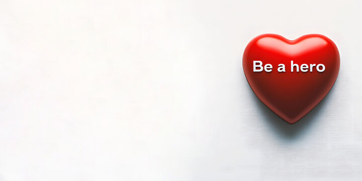 Red Heart with "Be a Hero" Message - Powered by Adobe