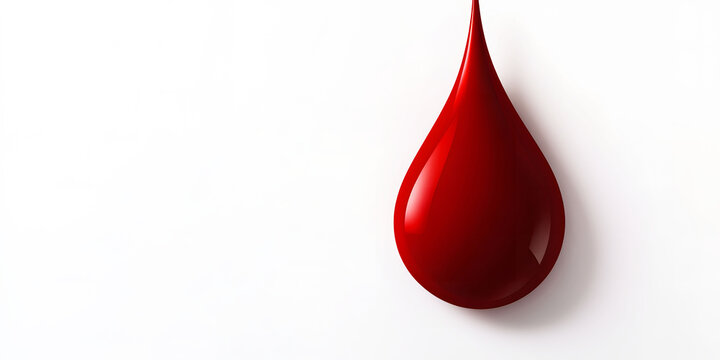 Red Blood Drop on White Background